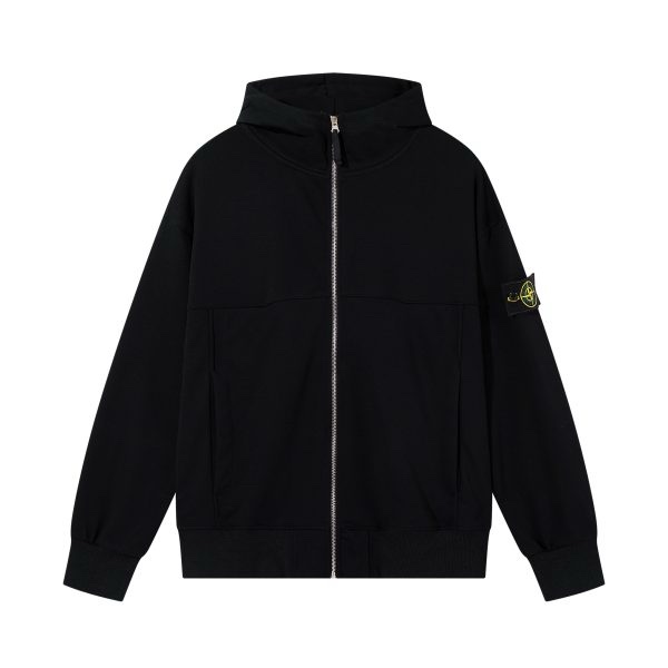 Sudadera Stone Island – Negra con Cremallera