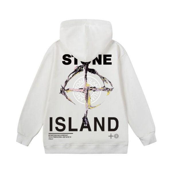 Sudadera Stone Island – Blanca con Logo Trasero - Imagen 2