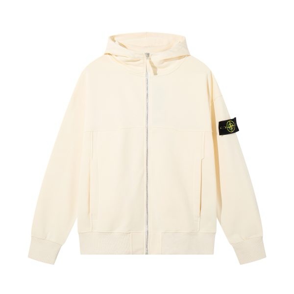 Sudadera Stone Island – Blanca con Cremallera